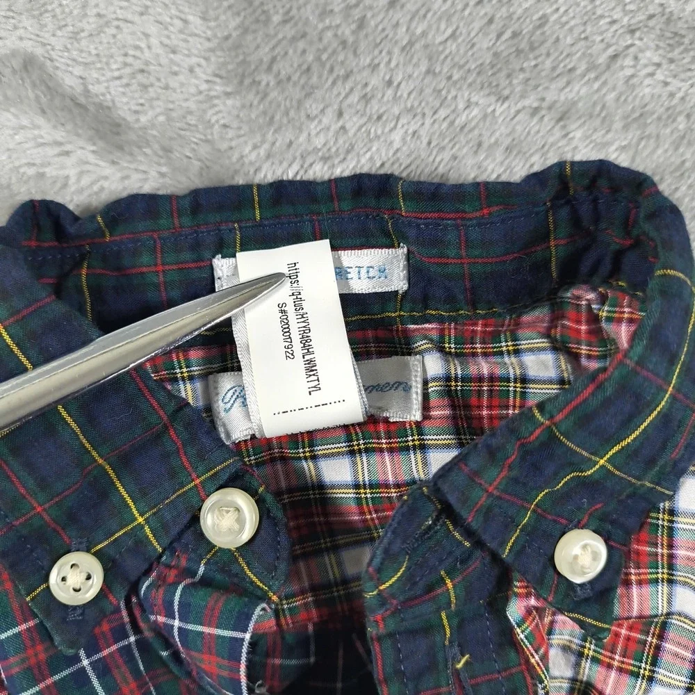 Ralph Lauren Baby Boy Shirt 6M Plaid Button Up Tartan Patchwork Stretch
